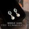 Sea Blue~ Medieval Freshwater Pearl Blue Zircon Earrings Retro French Light Luxury Earrings