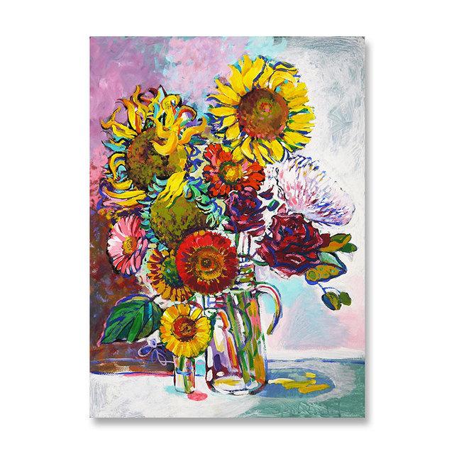 Abstract Canvas Painting Flower Oil Painting Wall Art Pictures Sunflower Posters for Living Room Cuadros Home Decor Unframed