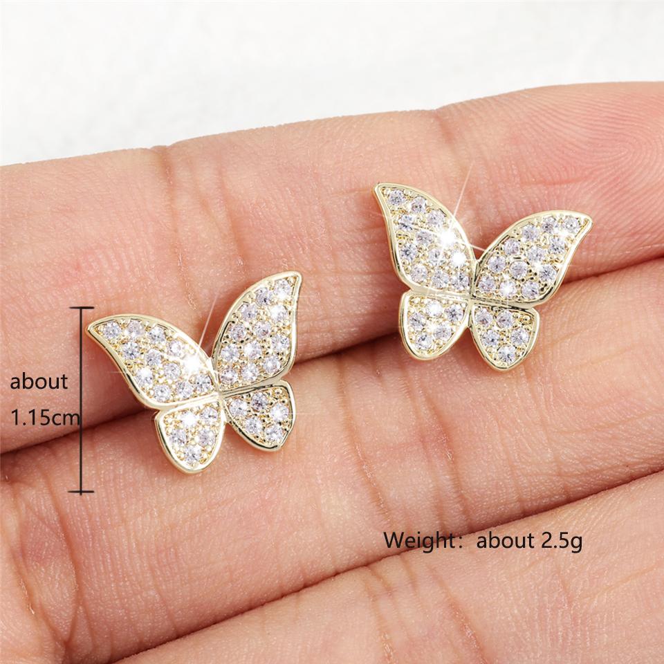 ZAKOL Shiny Micropaved Zirconia Butterfly Stud Earrings for Women Luxury Engagement Wedding Zircon Gifts With Gift Box