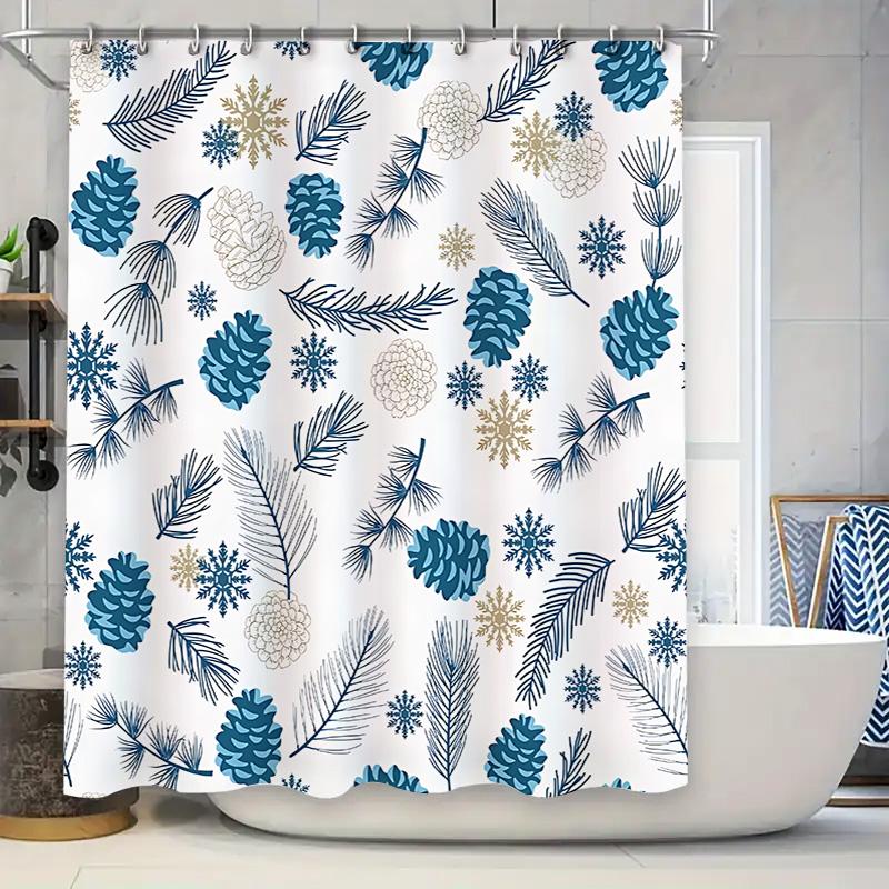

Winter Pinecone Shower Curtain For Bathroom Waterproof And Durable With Rust-Proof Metal Hooks Suitable For Wet &Dry Separation W60H190(CM)-1 Pcs