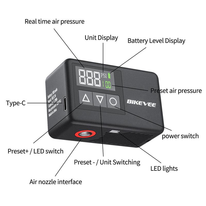 Outdoor Portable Mini Wireless Inflation Pump Electric Intelligent Digital Display Tire Inflator For Car Motorcycle Bicycle