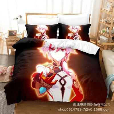 Honkai Impact 3 Bettwäscheset Einzelbett Twin Full Queen King Size Spiel Anime Bettset Aldult Kind Schlafzimmer Bettbezugsets 3D Druck 013