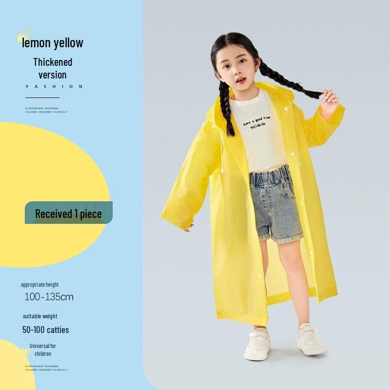 Children's Disposable Extended One-Piece EVA Raincoat with Backpack Cape