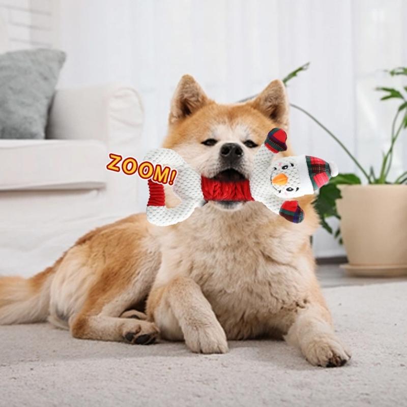 Christmas Dogs Toy Bites-Resist Stuffed Toy Funny Interactive Elasticity Dogs Chew Toy for Outdoor Dogs Tooth Molar Tool