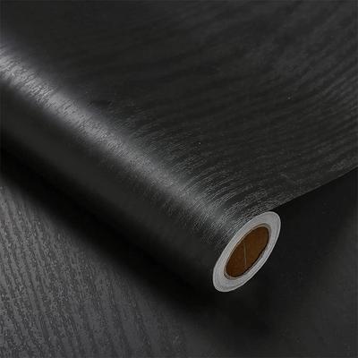 PVC Wood Grain White And Black Self Adhesive Wallpaper Closet Waterproof Kitchen Bedroom Furniture Door Renovation Wall Sticker