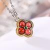 925 Sterling Silver Jewelry Natural Jade Crystal Plants Flower Jewelry Set Necklace Rings for Women Wedding Party Friend Gift