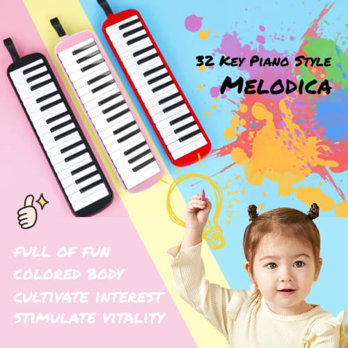 Beginner's Melodica, 32-Key Melodica for Kindergarten (Red)