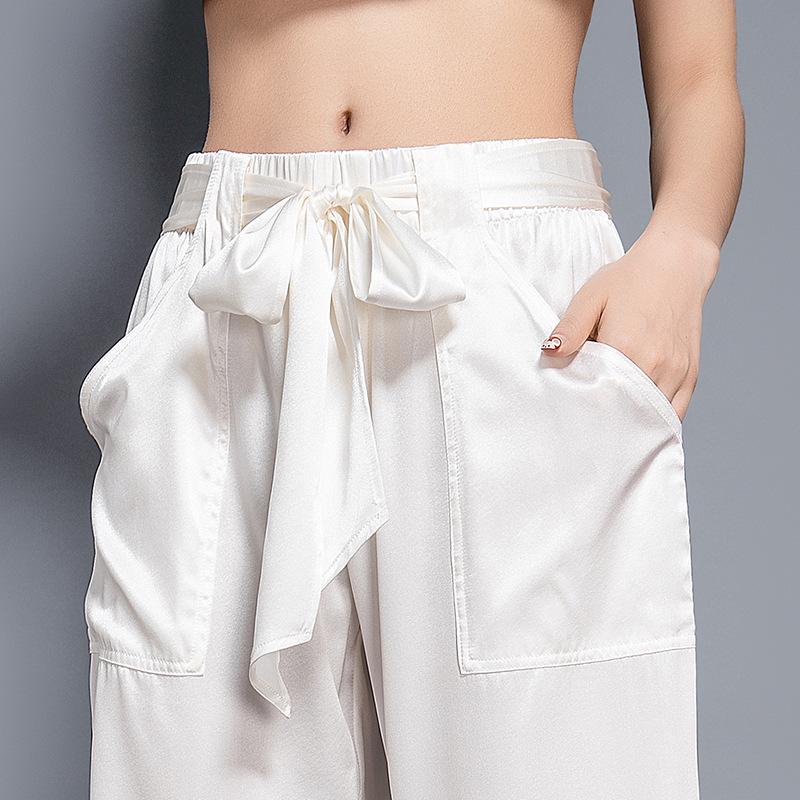 19mm Maulbeerseide Stretch Satin Cropped Jogger mit elastischem Kordelzugbund - Slim Fit, Freizeithose 2025