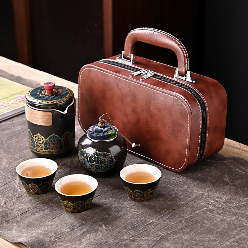 Ceramic Guyun Travel Tea Set Kuaike Cup Set Tea Portable Car One Pot Three Cups Business Gifts