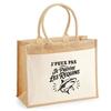 Tote Bag - PLANETEE - I Can't Minimalist - Jute and Cotton - Shark Pattern - 21 L (43×33×21 Cm)