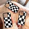 Black And White Chessboard Pattern PC+TPU Phone Case For Iphone 17 Air 16 15 14 13 12 11Pro Max Hard Plastic