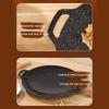 BBQ Backblech Antihaft-Gusseisen-Backblech Holzgriff Backblech Campingkocher Outdoor-Kochen Tragbares Backblech
