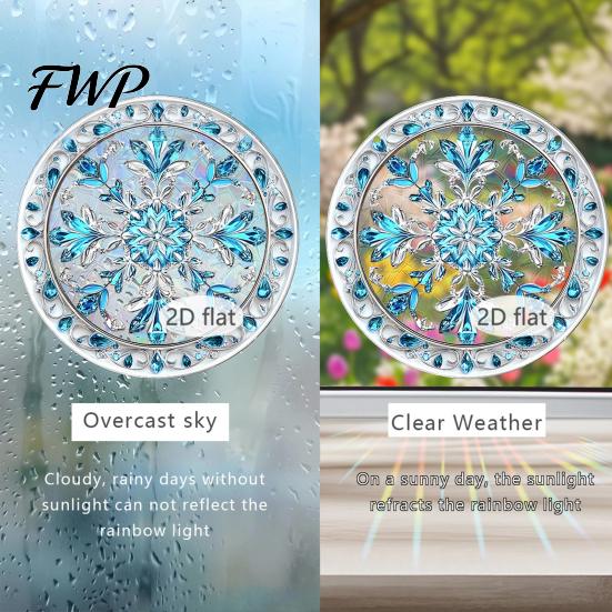 Winter Wonderland Party Decorations Christmas 2D Acrylic Hanging Ornaments, Stained Glass Style Snowman Santa Snowflake Patterned Decor Window Hanger