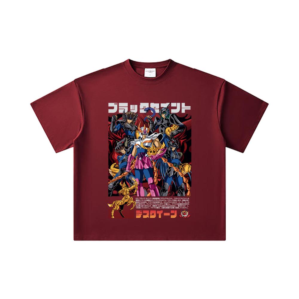 260 GSM Double Yarn 32 Count 100% Cotton Saint Seiya V6 Fenix Print Unisex Heavy Cotton T Shirt