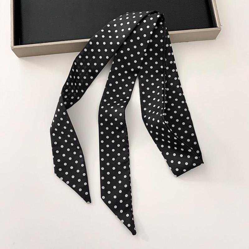Fashion Polka Dot Silk Scarf Versatile Headwear Hair Band Korean Style Luxury Silk Scarf Belt Package Hanging Decor Accessories