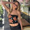 Floral Bow Print Sleeveless Chest-wrapped Mini Vest