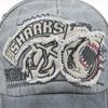Fashion Men Baseball Cap Large Letters Pure Cotton Shark Embroidery Casual Visor Hat for Women Snapback Hip Hop Caps Peaked Cap