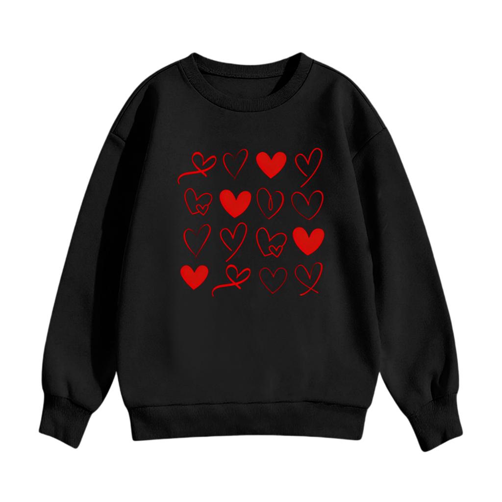 Kinder Freizeit Rundhals Bedruckter Pullover Langarm Kapuzen-Sweatshirt Oberteil