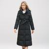2024 Winter Women's Long Cotton Jacket Female Long Belt Over-the-knee Parkas Coats Women High Collar Hooded Warm Outerwear