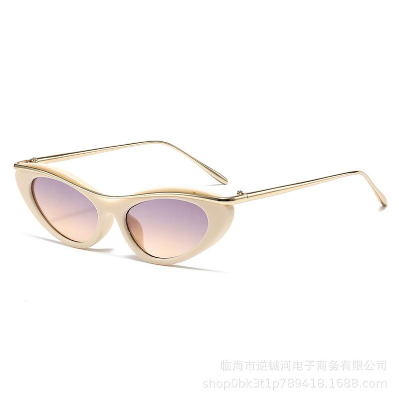 European and American new personalized small frame cat eye metal eyebrow *** glasses women's retro high-end fashion sunglasses
