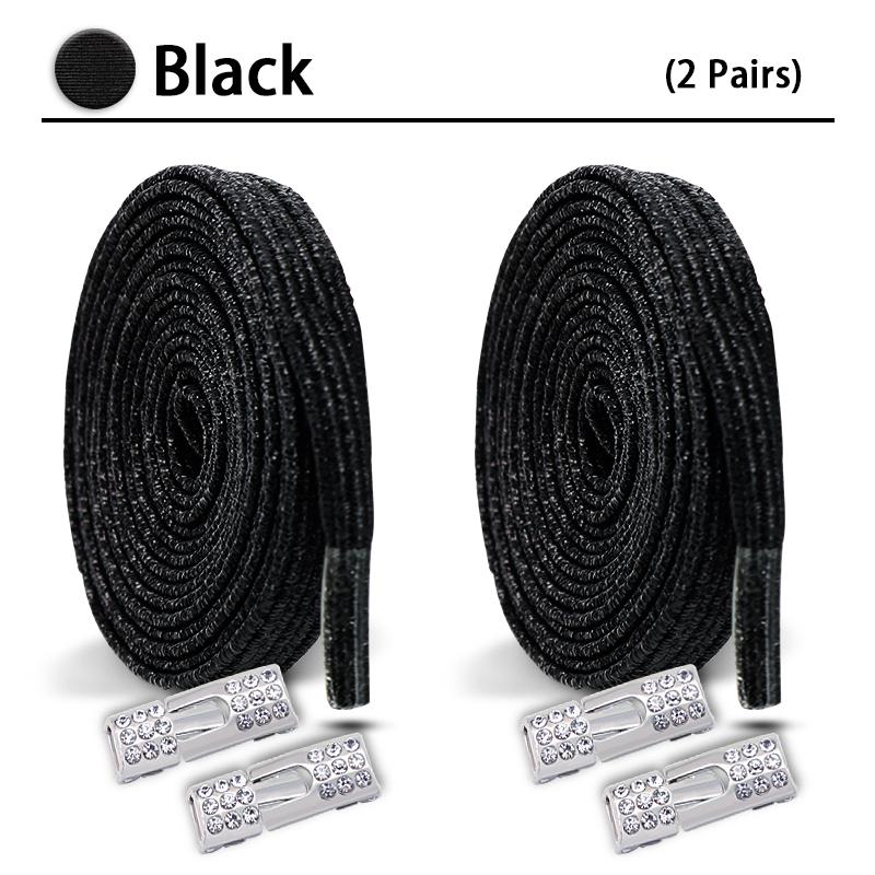 2Set Diamond Lock Shoelaces Without ties Colorful Elastic Laces Sneakers No Tie Shoe laces Glitter Flat Shoelace Shoe Accessorie