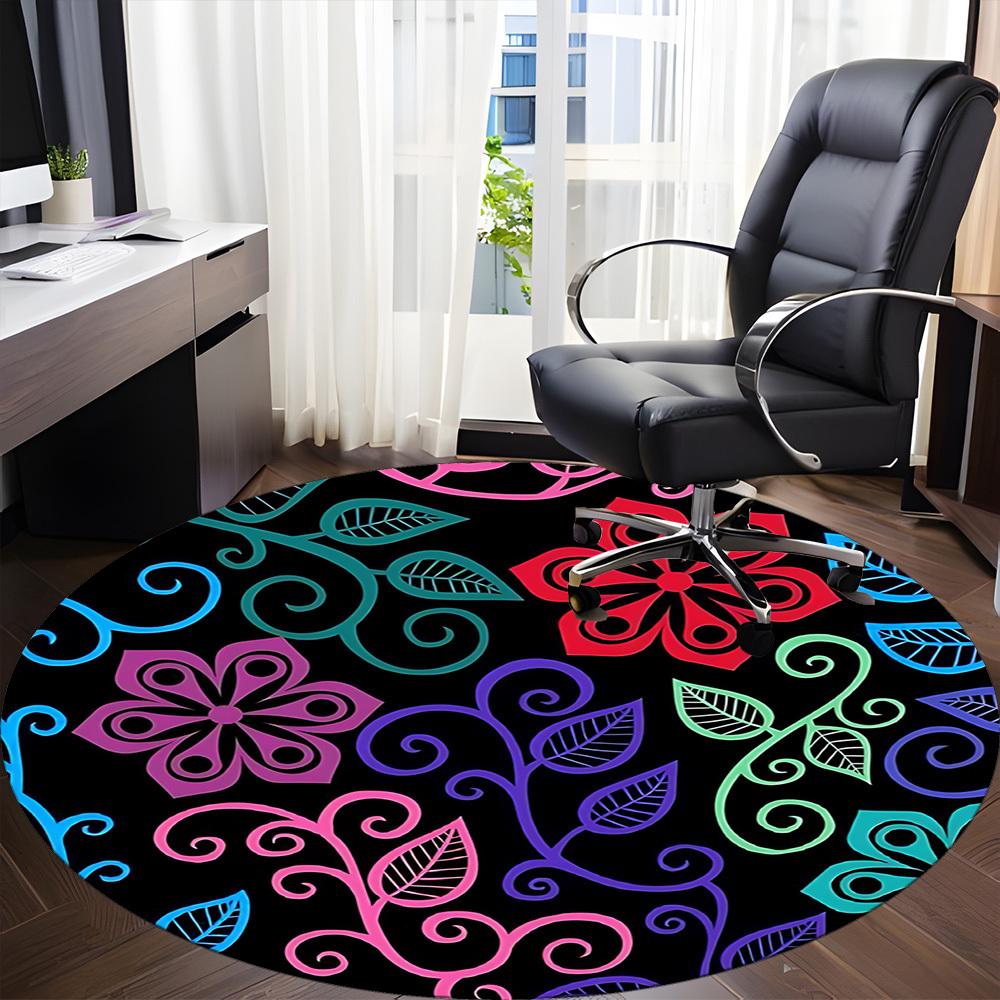 1PC Floral Pattern Chair Carpet for Office Non-Slip, Lightweight, Machine Washable Rug for Office, Sleeping, Room - Holiday Decoryy251009071