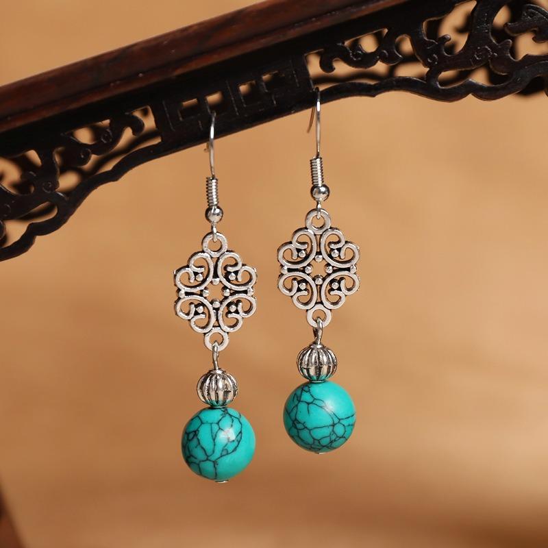 Original Design Earrings Simple High-end Turquoise Earrings Retro Long Earrings Women