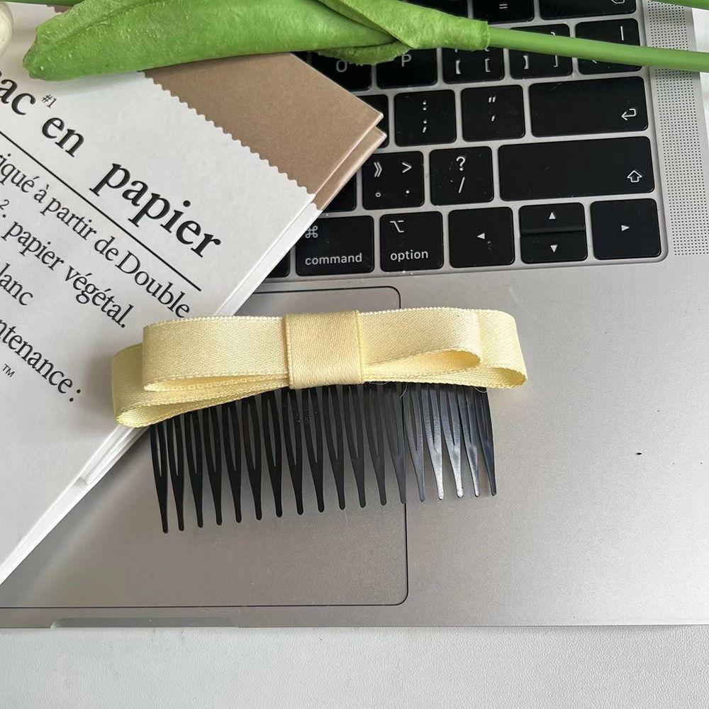 

Clip Hair Curler For Girl Hair Accessories Korean Style Hair Clip Bowknot Hair Comb Bow Hairpin жёлтый