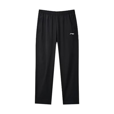 Li Ning Table Tennis Series Solid Color Logo Print Quick-Dry Straight-Leg Sports Casual Pants Men Bottoms Black AYKT553-7