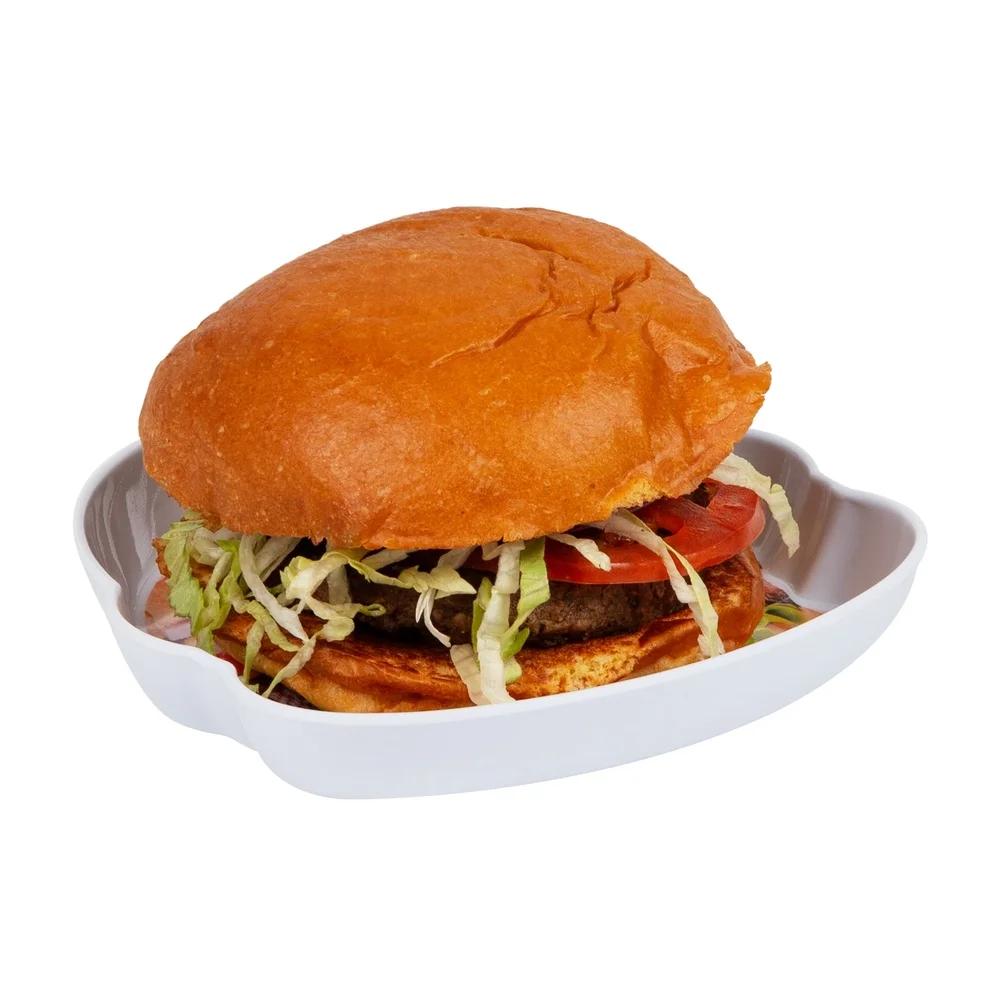 4 Piece Melamine Burger Serving Plates Set Fun BBQ Accessories Dishware Outdoor Kitchen Essentials Unique Design Durable