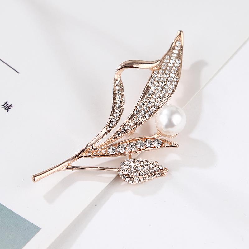 Lanhao Hot-Selling Pearl Swan Rhinestone Flower Brooch - Japanese & Korean Fashion Accessories for Women