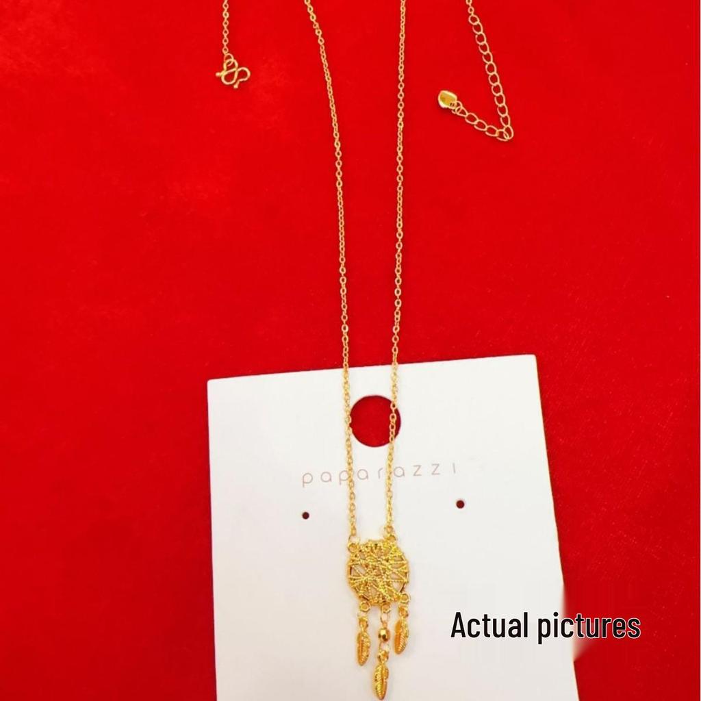 Gold Dream Catcher Tassel Necklace - Elegant Gift for Women On Qixi Valentine's Day