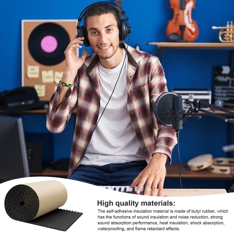 1M/2M Sound Absorbing Panel Sound Pads Acoustic Panels Noise Reduction Panels Waterproof Sound Barrier Self Adhesive Sound Proof