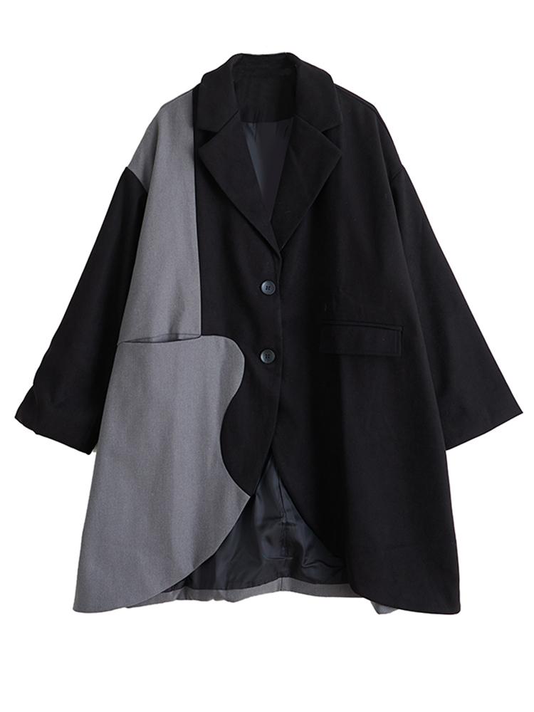 

Xitao Женское лоскутное пальто А-силуэта свободного кроя GJ1247 One Size