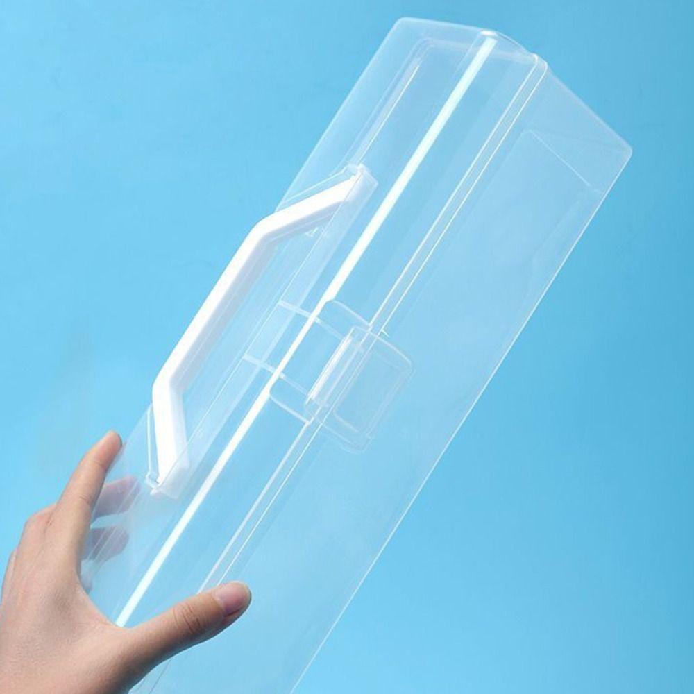 Plastic Plastic Storage Case with Handle Marker Pen Storage Holder Clear Storage Box Students
