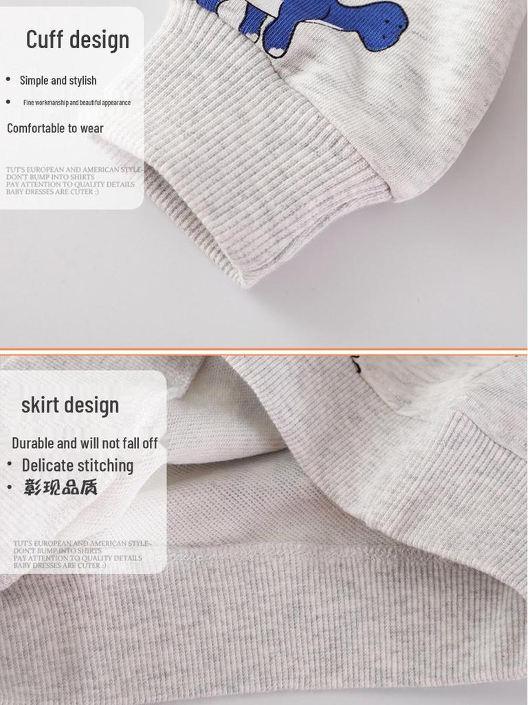 Boys' Dinosaur Pullover Round Neck Hoodie - European & American Style