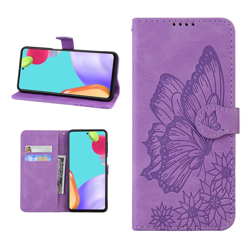 Emboss Butterfly Leather Case Wallet Card Stand For iPhone 13 Pro,Xiaomi 11,Redmi Note 9,Samsung Huawei Oppo Nokia Flip Book Bags Magnetic Phone Cover