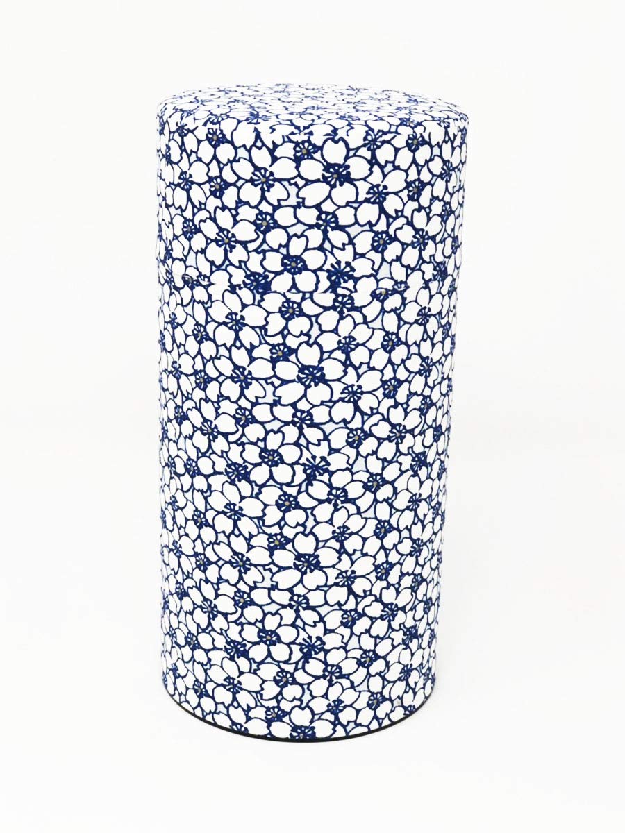 Kitusako Kyoto-made Yuzen Paper Tea Canister with Cherry Blossom Pattern [Prevents Tea Leaf Deterioration] / Tea Caddy, Tea Canister, Tea Container, T