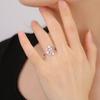 Bague Fleur en Acier Inoxydable Avec Zircon Transparent Bagues pour Femmes Alliance Bijoux Bohèmes Cadeau d'Anniversaire