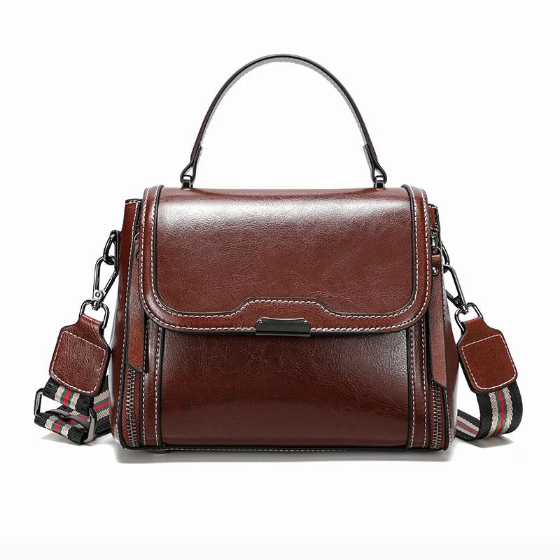 

Female Retro Messenger Shoulder Bags Women Luxury Designer Oil Wax Cowhide Leather Handbags Lady Commuter Handbill Crossbody Bag 23x12x18cm кофейный