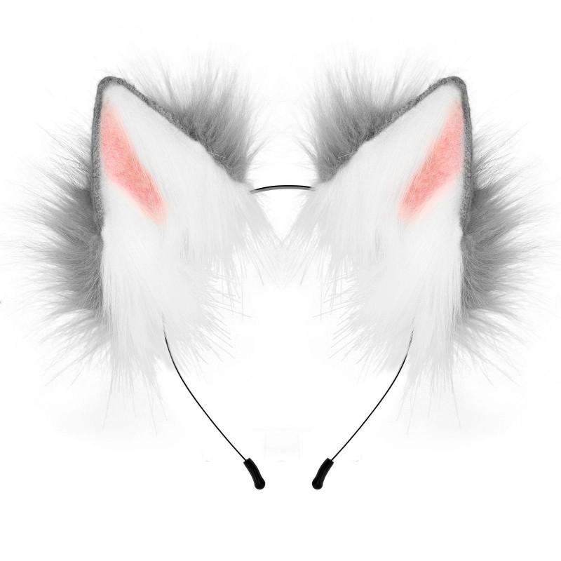 Handmade Plush Animal Ear Headband Cosplay Party Costume Wolf Fox Ears Hair Accessory Unisex