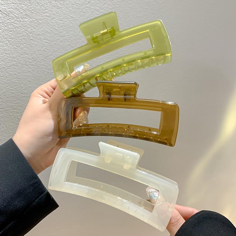 Koreanischer Stil Großer quadratischer Haarclip Damen Einfacher Jelly-Farben Haifischclip Haaraccessoires
