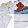 American Retro Fun Bear Embroidered Striped Short-sleeved Shirt Men's and Women's Summer Loose Casual Versatile Shirt
