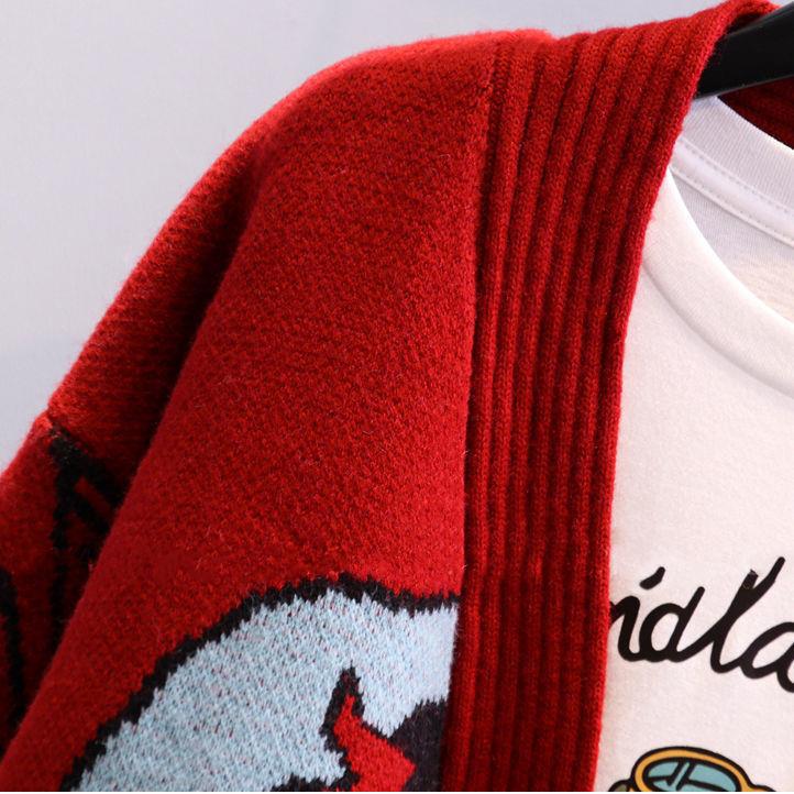 Damen Herbst/Winter 2022 Lockerer Japanischer Strick-Cardigan-Pullover-Mantel