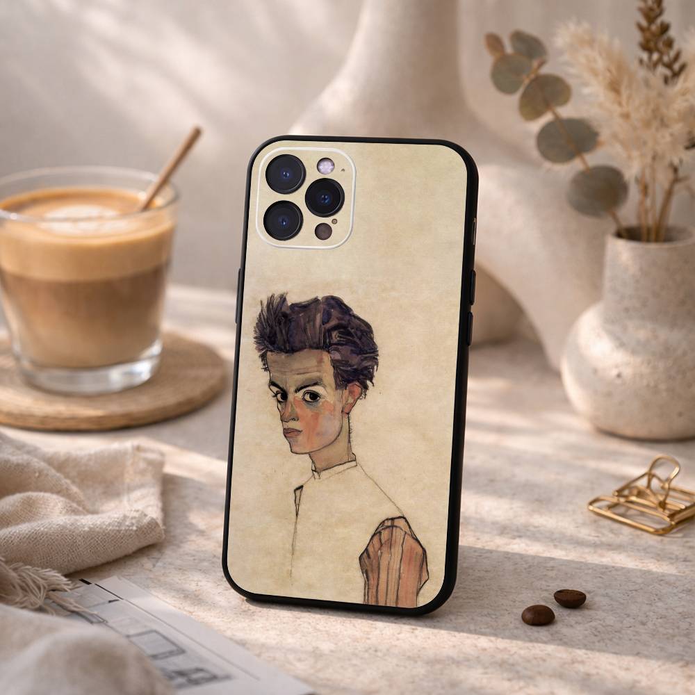 E-Egon S-Schiele Phone Case For iPhone17 16 15 14 13 12 11 Pro Max Plus,5G Soft Black Case