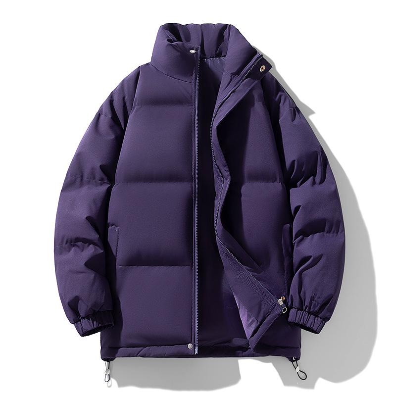 Autumn and Winter Stand-up Collar Cotton Coats for Couples, Solid Color Cotton Coats, Thickened Versatile Casual Cotton Coats for Men