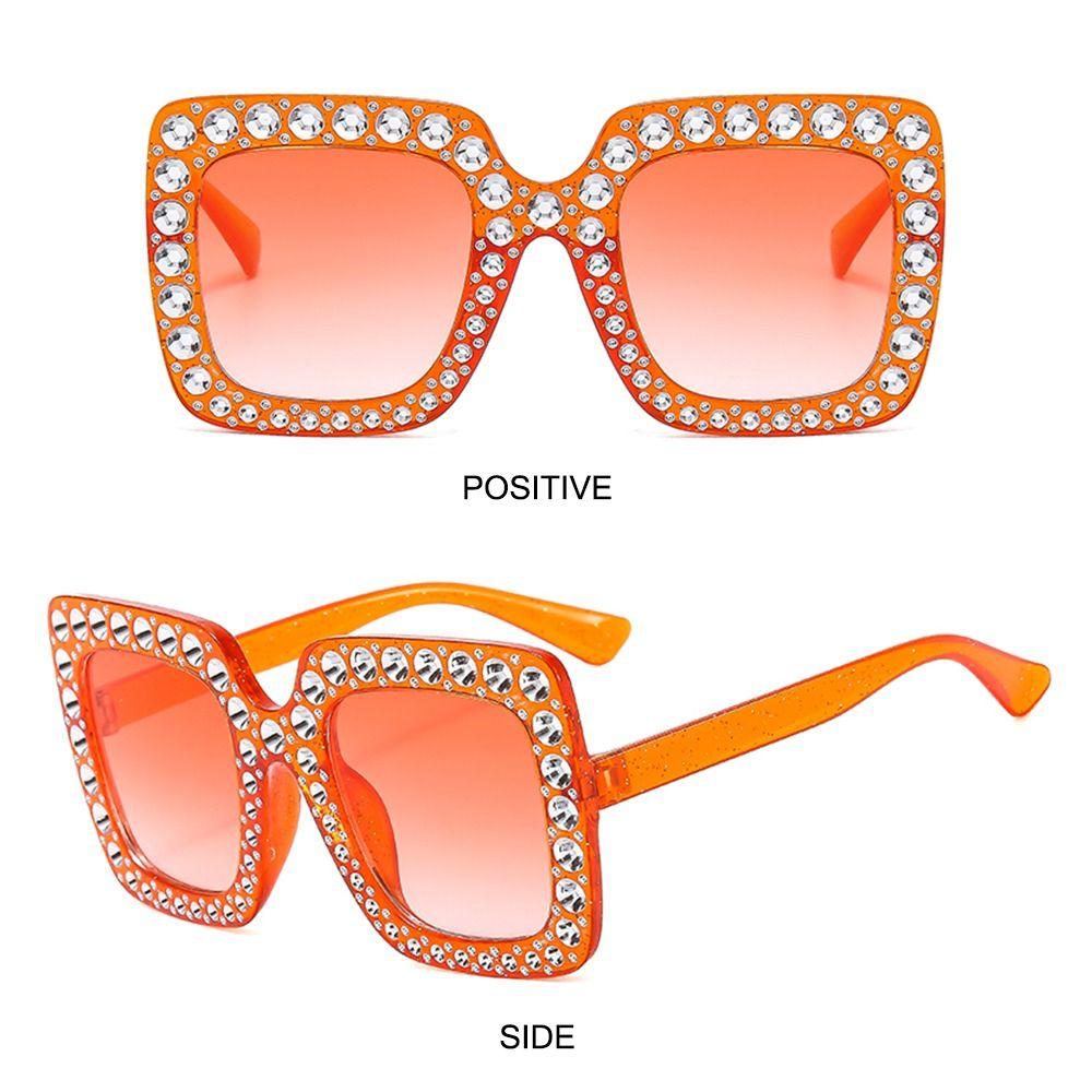 Cool Square Crystal Oversized Sunglasses Big Frame UV400 Protection Shades Sparkling Eyewear Party/Beach/Streetwear