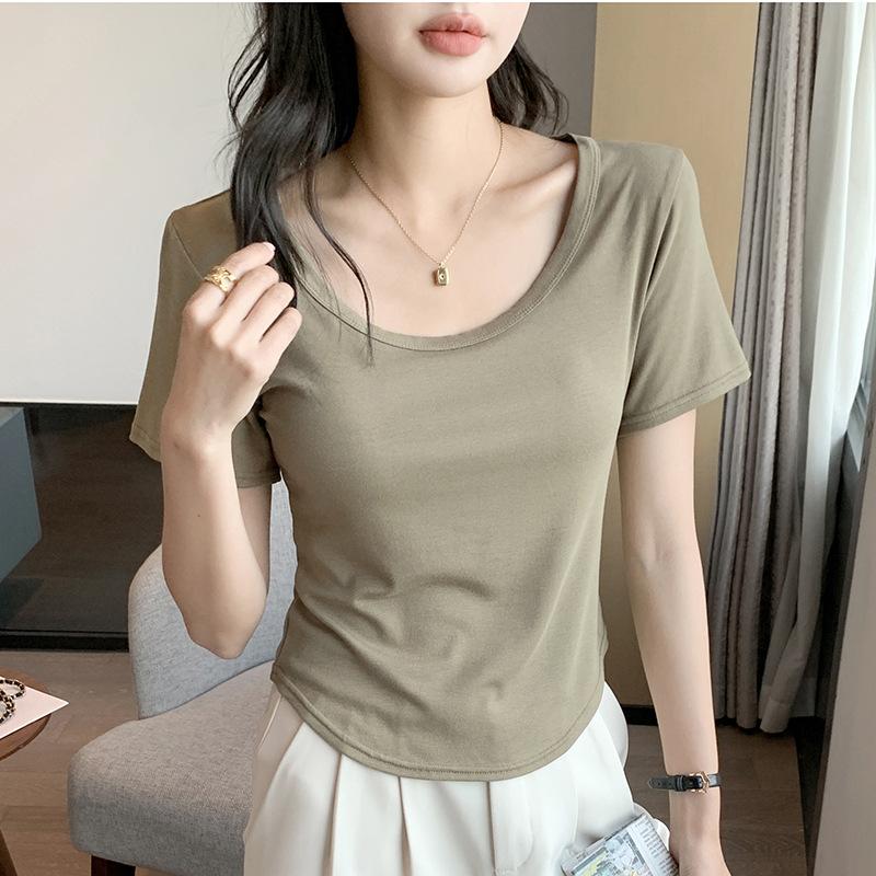 White Short Sleeved T-shirt for Women In Spring Summer Thin Cut Inner Layer Bottom Layer Outer Layer Short Top