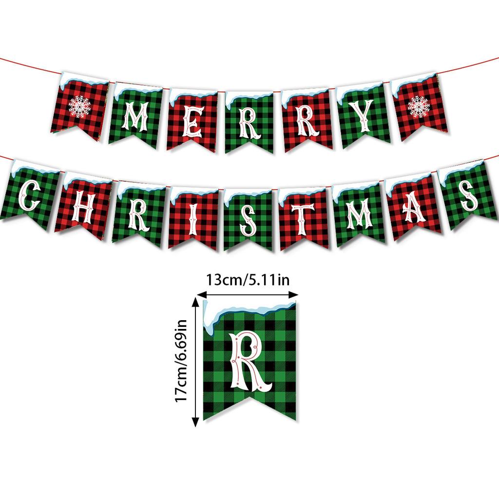 Christmas Theme Letter Snowman Sock Pattern Paper Banner Props Decoration