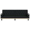 Sofa Bed with Armrests Black Fabric